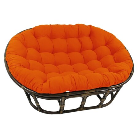 International Caravan 63 x 45 in. Rattan Double Papasan Chair with Twill Cushion, Tangerine Dream 3304-TW-TD